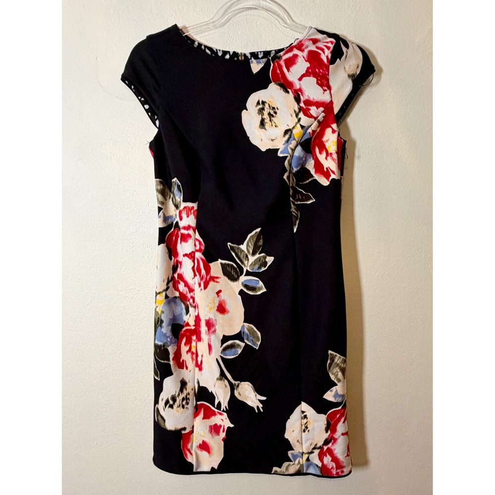 White House Black Market Reversible Scuba Dress Ikat Floral Black 00P 570343539